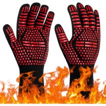 Dpzo Barbecue Gloves, Heat Resistant Up To 800°c, Non-slip And Heat Resistant, Ideal For Barbecue, Oven, Grill, Fireplace, Welding And Baking.