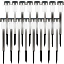 Monzana 16x Lampes Solaires De Jardin Luminaires Led Acier Inoxydable Jardin Extérieur Eclairage Solaire Illumination