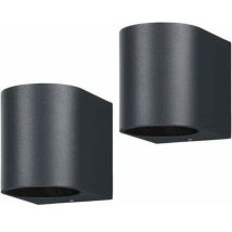 2-teiliges Aluminium-außenwandleuchten-set – Beleuchtung Nach Oben/unten, Ip44 Wasserdicht, Schwarz – Für Terrassen, Decks, Balkone Und Veranden – 