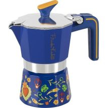 Cafetera Pedrini Moka Frida Kahlo Azul 3 Tazas Aluminio