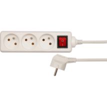 Toya - Cable Alargador Eléctrico, Blanco, 3 Tomas Con Toma De Tierra, 3 M Con Interruptor / 72528 / Vorel