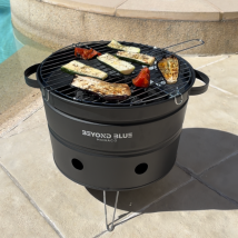 Beyond Blue - Mini Barbecue Au Charbon De Bois Portable - Noir - Design Pot De Fleur