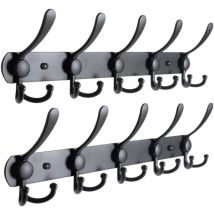 Appendiabiti Da Parete, Gancio Da Parete, Appendiabiti Da Parete In Acciaio Inox, Appendiabiti, Gancio Da Parete Nero (15 Ganci, 2 Confezioni)