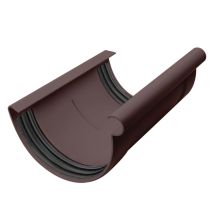 Rinnenverbinder Halbrund, Pvc Dachrinnenverbinder, Einfache Steckmontage, Made In Germany - Nw150 / 150mm Dunkelbraun - Inefa