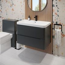 Regis - Bathroom Grey Gloss Vanity Unit And Basin Sink Storage Furniture Cabinet - 800mm Wall Hung
