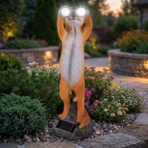 Lampe Solaire Suricate Figure De Jardin Lumière Décorative Balcon Lumière Terrasse, Ip44, Batterie, Marron Blanc, 1x Led, Hxlxw 39,5x13x12 Cm