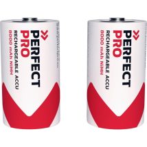 Perfectpro - Akku - 2 Stuck D-batterien Ni-mh - Wiederaufladbar Und Vorgeladen - 8000 Mah - 1,2 Volt - Lange Lebensspanne - Ideal Für Lautsprecher Und