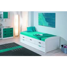 Inter Link - Cama Individual Con Cama Nido Inferior Y Tres Cajones, Blanco, 98 X 63 X 195 Cm