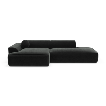 Canapé Angle Gauche 4 Places En Velours Anthracite Foncé Ania