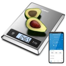 Renpho Calibra 1, Bilancia Da Cucina Smart, Bluetooth, Analisi Nutrizionale, Contacalorie, Acciaio Inox, 5 Kg
