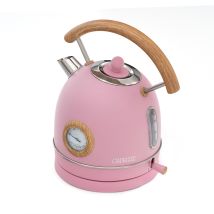 Wasserkessel Caprizze Nara 2200 W Edelstahl Mit Integriertem Thermometer Fassungsvermögen 1,8 L Mattrosa Und Holzeffekt
