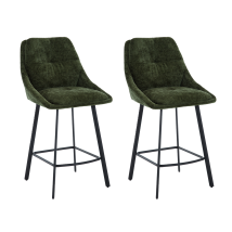 Tabouret De Bar Lot De 2 Chaises De Bar Haute Cuisine Avec Coussin Confortable Et Pied Métal Pour Ilot Central/cuisine, Vert, Wahson