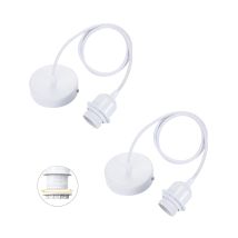 Lntyq Lot De 2 Suspensions E27 Avec Bague Vissable, Câble Textile Réglable 100cm, Suspension Compatible Avec Abat-jour, Douille Idéale Pour Suspension
