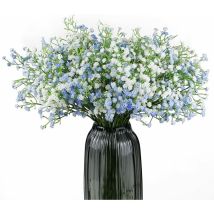 Seenlin - 10 Pack Artificial Baby's Breath Flowers With Long Stem, Mixed Fake Gypsophila Leaves For Home, Office, Indoor And Outdoor Wedding 