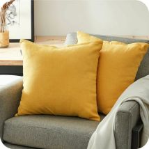 Litzee - Cushion Cover Pillowcase 65x65 Set Of 2 Mustard Yellow Decorative Square Cushion Cover For Large Cushion Sofa Bed Decoration Bedroom Living 