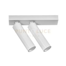 Gloria Store - Gfa1474c- Faretto Spot Orientabile 2 Luci Attacco Led 3000k 1044lm 2x7w Colore Bianco Satinato D.3,5cm Base 21,5x4,5cm