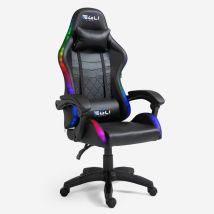 Sedia Poltrona Gaming Led Rgb Ergonomica Ufficio Cuscino Lombare Poggiatesta The Horde