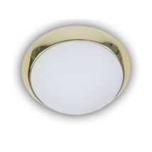 Led-deckenleuchte Rund, Opalglas Matt, Dekorring Messing Poliert, Ø 30cm