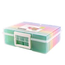 Vaessen Creative 1009-031 Scatola Portaoggetti Con Coperchio, Maniglie E 16 Piccoli Barattoli Colorati, In Plastica, Per Riporre Accessori Fai Da Te, 