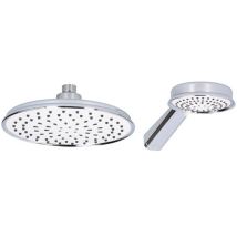 Set Bagno Soffione Doccia Diametro 20 Cm + Doccetta 10cm Bagno Vasca Cromato