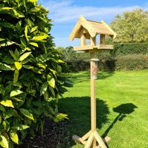 Churnet Valley - Bird Table, Wild Garden Bird Seed Feeder Table - Scandinavian Redwood - L12 X W12 X H161 Cm - Minimal Assembly Required