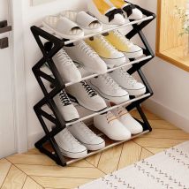Étagère À Chaussures À 4 Niveaux En X, Peu Encombrante Et À Plusieurs Niveaux, Couleur Unie, Facile À Monter Soi-même, Idéale Pour Une Véranda Ou Un 
