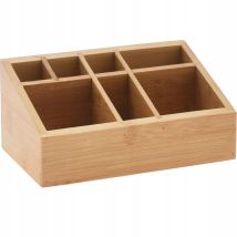 Organizador De Cosméticos De Bambú Natural Con Compartimentos, 17 Cm, 1 Unidad.