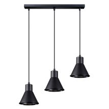 LEDBOX – Tazila 3 Pendant Lamp – Black – Steel – 45 cm Length – 120 cm Height – 230V Voltage
