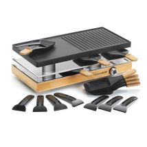 Raclette-Grill 8 Personen mit 8 Pfannen – 1200 W – Grillfläche 40 x 24 cm – Inklusive 8 Spatel – Naturamix