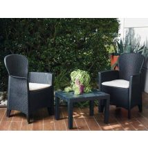 Ipae Progarden - Outdoor-lounge-set Foggia, Gartengarnitur Mit 2 Sesseln Und 1 Couchtisch, Sitzgruppe In Rattan-optik Mit Kissen, 100 % Made In Italy,