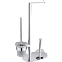 Support papier toilette multifonction 3-en-1 Deante ROUND ADR 0732 – Finition chromée – Laiton et acier inoxydable – Dimensions : 52.7 cm x 33 cm x 16