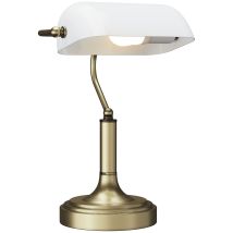 Desk Banker Lamp With Adjustable Screen Tilt Switch For Office Library White