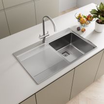 Artikitch - Stainless Steel Inset Kitchen Sink 1 Single Bowl Square Lh Drainer Waste
