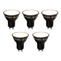 Set Of 5 Smart Gu10 Led Bulbs Black 7w 600lm 3000k