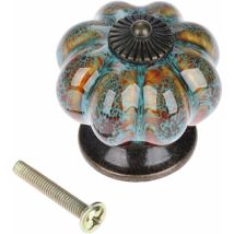 Pomo De Puerta De Cerámica Antigua De Calabaza Para Armarios, Armarios, Cómodas, Cajones, Muebles De Cocina, Tiradores (10 Piezas, Azul)