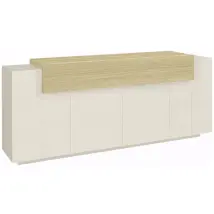 Credenza Da Cucina Soggiorno Beige Rovere 5 Ante Battenti Ribalta