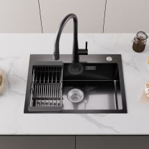 Edelstahl Küchenspüle 60 X 45 Cm Einbauspüle, Aufsatzspüle Für Ab 60 Cm Unterschrank, Edelstahlspüle, Inkl. Abtropfkorb, Siphon Ab- Und 