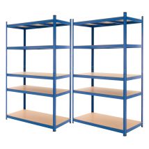 Set Di 2 Scaffali In Metallo Verniciato A Polvere Con 5 Ripiani Senza Bullone Legno Mdf 200x100x60 Cm Caricabile Fino A 875 Kg Scaffale Per Garage 