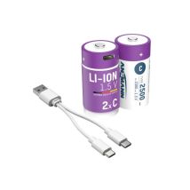 Empaqueta 2 Baterías De 1,5v 2,5v C Y Li-ion Con Carga Usb-c
