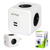 Répartiteur De Prises 4 Prises + 2 Ports Usb 2,1 A/5 V, Aura Line Cube 16 A 230 V
