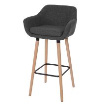 Neuwertig] Barhocker Vaasa T381, Barstuhl Tresenhocker Mvg-zertifiziert Textil, Dunkelgrau