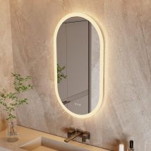Luvodi - Espejo Baño Con Luz Led Ovalado Antivaho Retroiluminado Regulable Inteligente Moderno, 1000 X 500mm