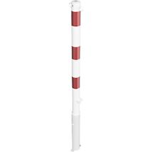 Poste barrera de acero extraíble con franjas reflectantes rojas – 60 mm – 2 argollas – Seguridad vial