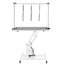 Tavolo Professionale Idraulico Per Toelettatura Cani - Altezza Regolabile 55-101 Cm, Capacità 180 Kg, Piano 106x61 Cm In Gomma Rosa Antiscivolo, 