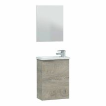 Mobile Da Bagno De Con Specchio, Pensile, Modello Compatto, Finitura Rovere Alaska, Dimensioni: 40 Cm (l) X 58 Cm (a) X 22 Cm
