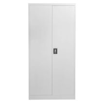 Mmt Furniture Designs Ltd - Grey Stainless Steel Filing Cabinet With 4 Shelves - 2 Door Lockable Filing Cabinet - Tall Metal Office Storage Cupboard 