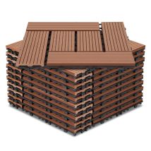 Tolletour Set Di 77 Piastrelle Per Terrazza In Wpc A 7 Doghe 1 M², 30 X 30 Cm, Piastrelle Agganciabili In Composito Di Legno Marrone