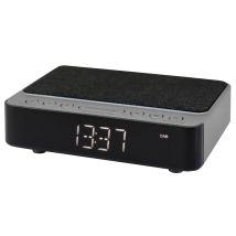 Soundmaster Radiowecker UR250AN – DAB+ & UKW – Kabelloses Laden – 20 Speicherplätze – 230V – Schwarz – 150x106x45mm