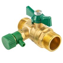 Hermann Schmidt - Uniwater System Kugelhahn Mit Entleerung Und Flügelgriff 1439, Dvgw Beidseitig 3/4 Zoll Ag (dn 15)