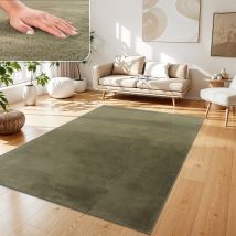 Paco Home Alfombra Salon Pelo Largo Se Puede Lavar En La Lavadora Suave Felpa Verde 120x160 Cm